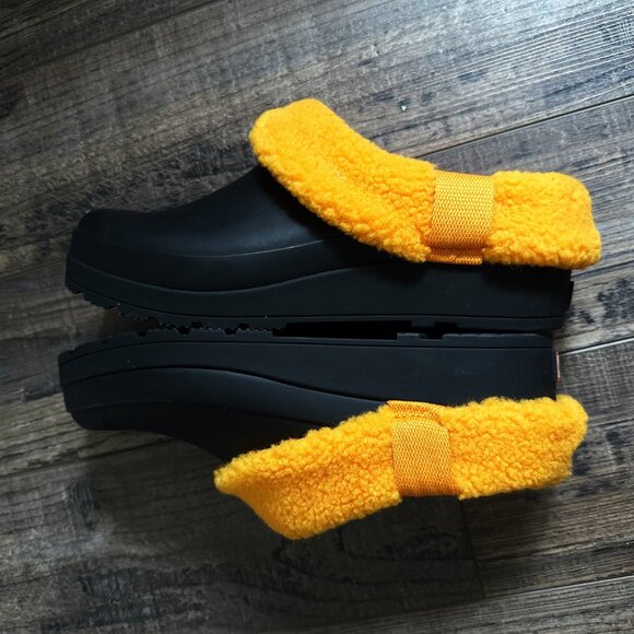 Hunter PLAY SHERPA INSULATED CLOG Black Nomad Orange New Women's Shoes Size 7 - Picture 8 of 10
